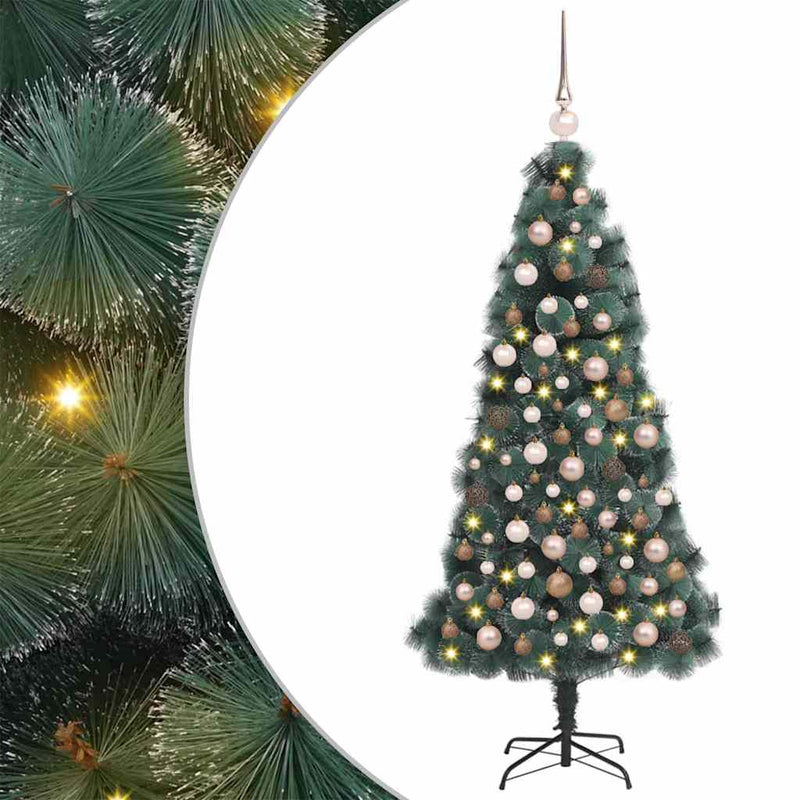ギャラリービューアに画像をロードする, Vidaxl kunstmatige vorstverlichte kerstboom met bal set groen 120 cm
