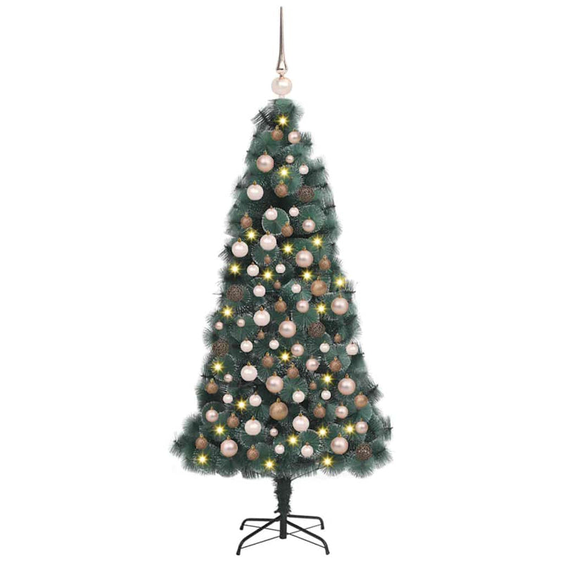 ギャラリービューアに画像をロードする, Vidaxl kunstmatige vorstverlichte kerstboom met bal set groen 120 cm
