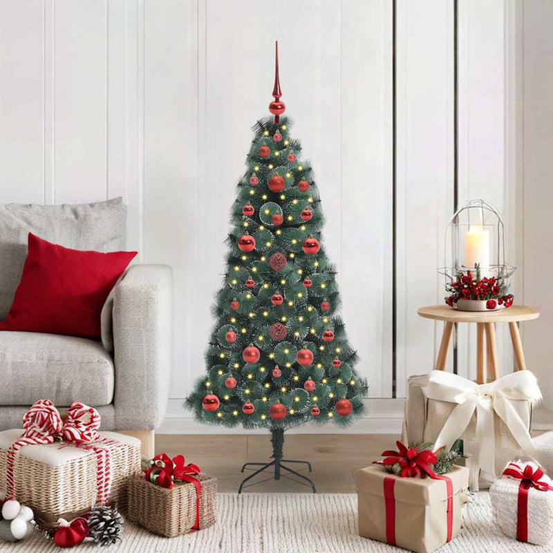 Afbeelding laden in galerijviewer, Vidaxl artificial pre-lit kerstboom met ballenset groen 120 cm pet

