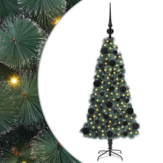 Vidaxl kunstmatige vorstverlichte kerstboom met bal set groen 120 cm