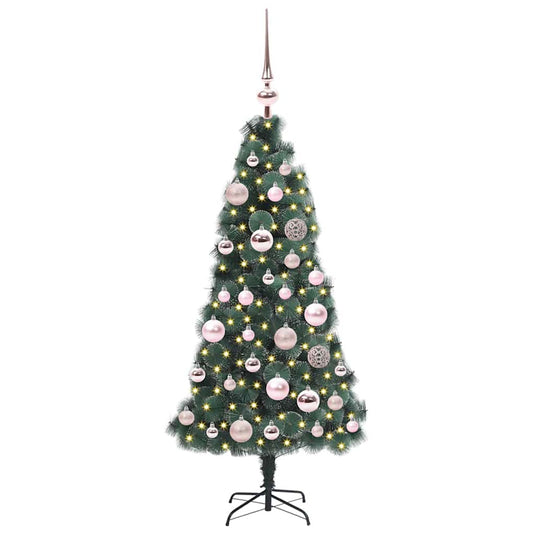 Vidaxl kunstmatige voorverlichte kerstboom met bollen set groen 120 cm