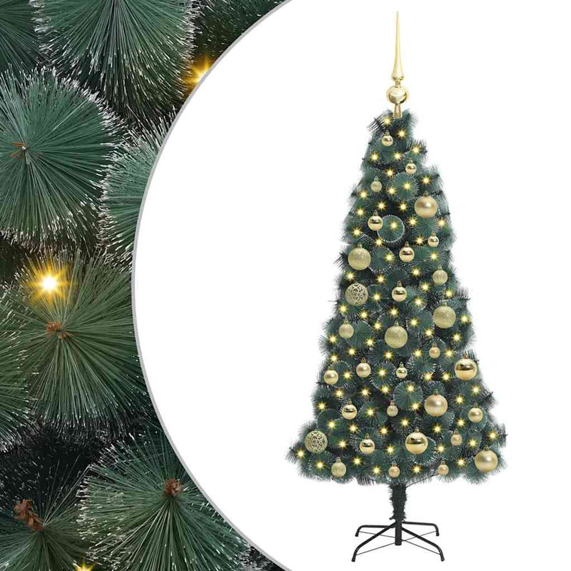 ギャラリービューアに画像をロードする, Vidaxl kunstkerstboom met verlichting en ballenset groen 120 cm pet
