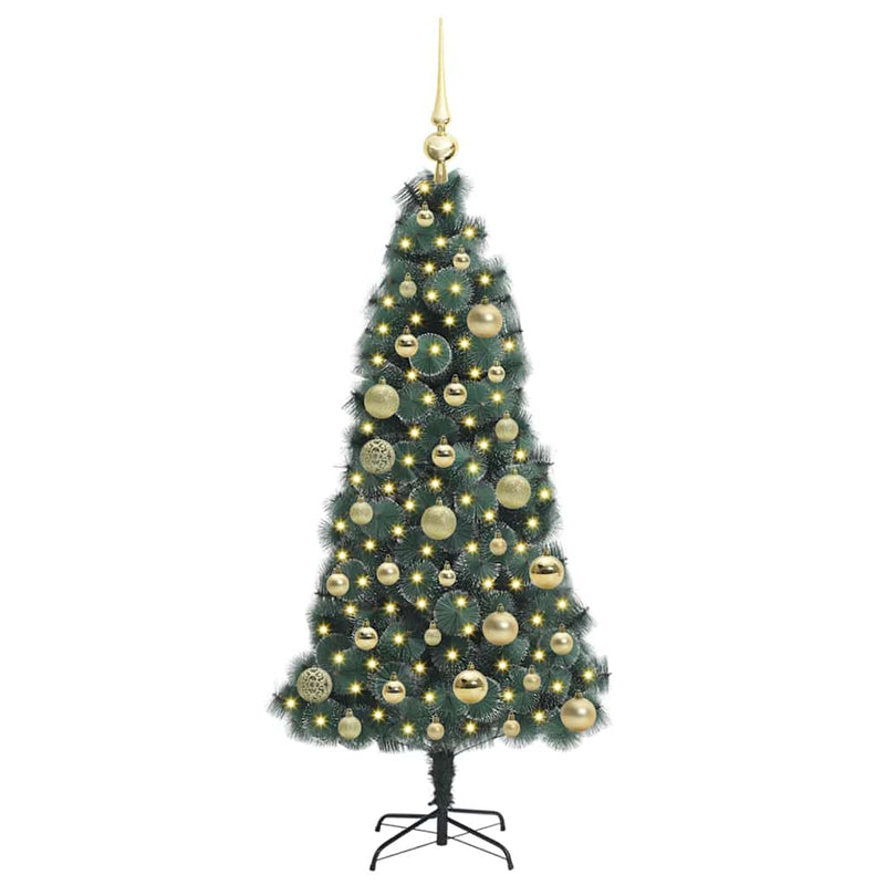 ギャラリービューアに画像をロードする, Vidaxl kunstkerstboom met verlichting en ballenset groen 120 cm pet
