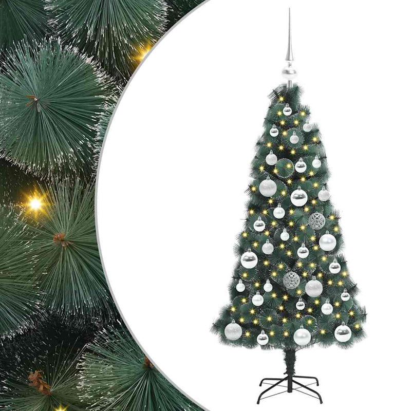 ギャラリービューアに画像をロードする, Vidaxl kunstkerstboom met verlichting en ballenset groen 120 cm pet
