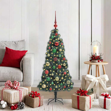 Vidaxl kunstmatige voorverlichte kerstboom met ballenset groen 120 cm