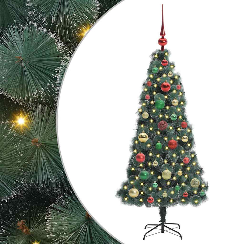 ギャラリービューアに画像をロードする, Vidaxl kunstmatige voorverlichte kerstboom met ballenset groen 120 cm
