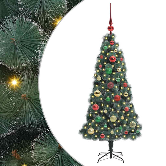 Vidaxl kunstmatige voorverlichte kerstboom met ballenset groen 120 cm