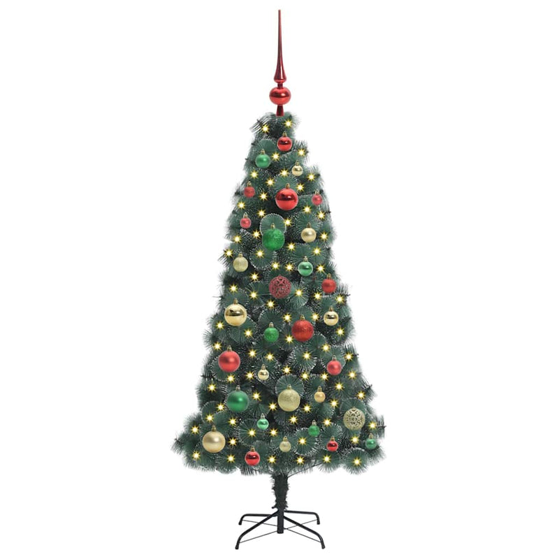 ギャラリービューアに画像をロードする, Vidaxl kunstmatige voorverlichte kerstboom met ballenset groen 120 cm
