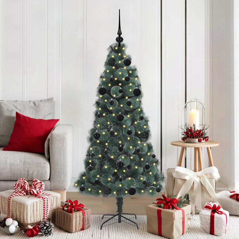 ギャラリービューアに画像をロードする, Vidaxl kunstmatige voorverlichte kerstboom met bal set groen 150 cm
