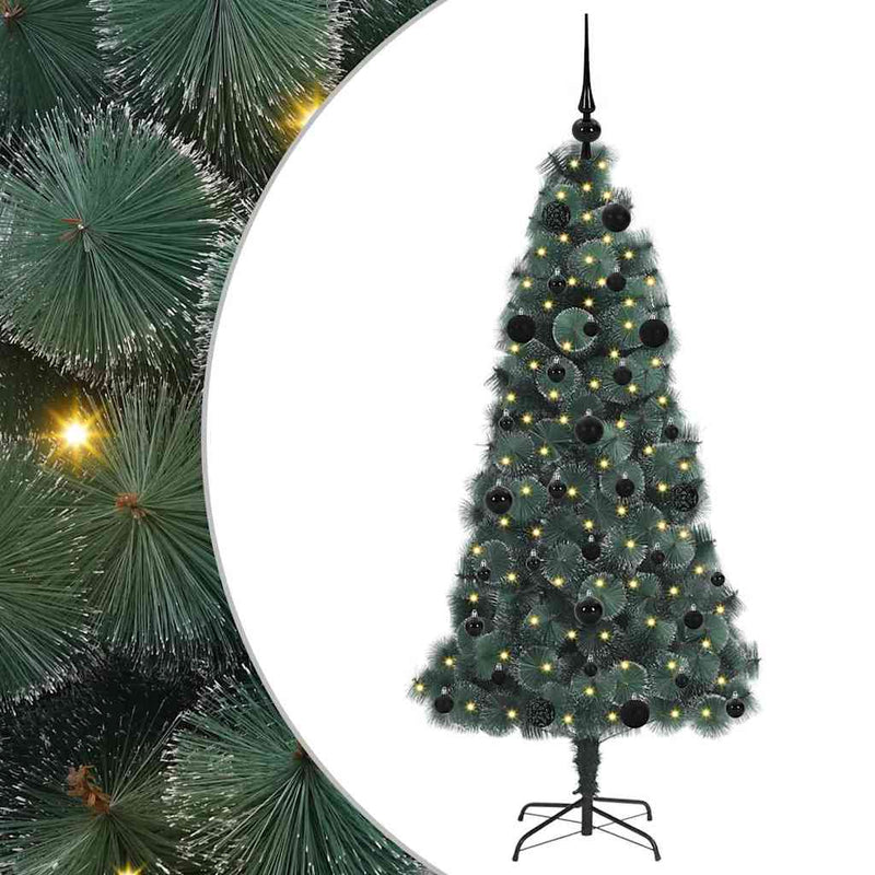 ギャラリービューアに画像をロードする, Vidaxl kunstmatige voorverlichte kerstboom met bal set groen 150 cm

