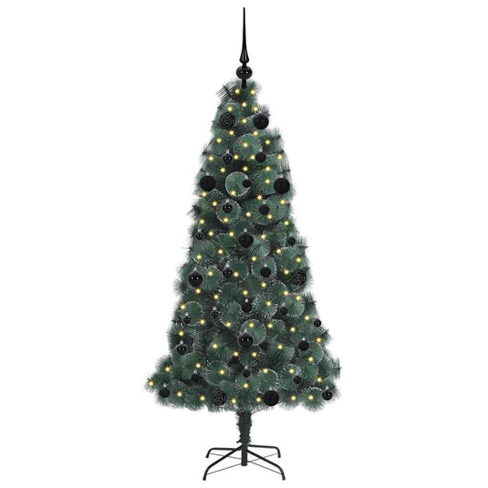 Vidaxl kunstmatige voorverlichte kerstboom met bal set groen 150 cm