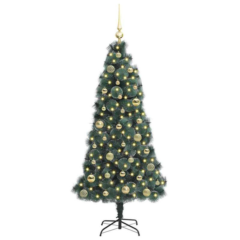 Afbeelding laden in galerijviewer, Vidaxl kunstkerstboom met verlichting en balset groen 150 cm pet
