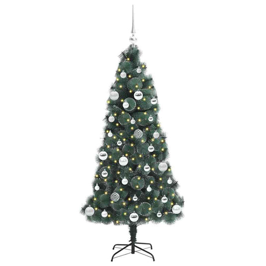 Vidaxl kunstmatige voorverlichte kerstboom met ballenset groen 150 cm