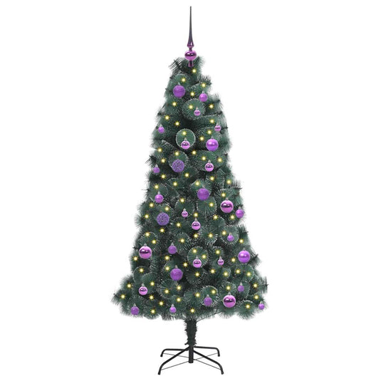 Vidaxl kunstmatig voorverlicht kerstboom met ballenset groen 150 cm