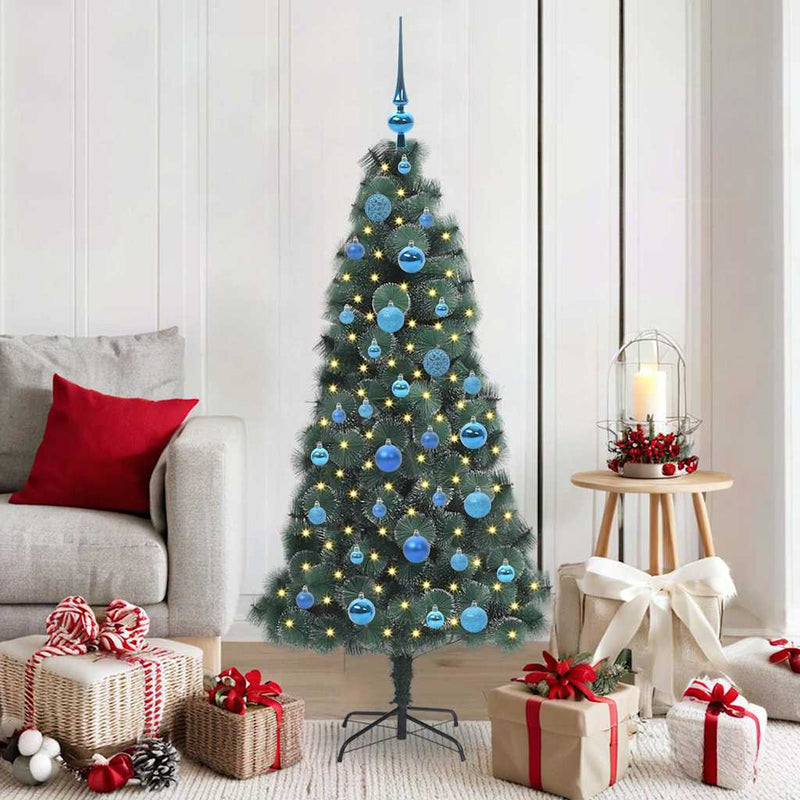 ギャラリービューアに画像をロードする, Vidaxl kunstkerstboom met verlichting en ballenset groen 150 cm pet

