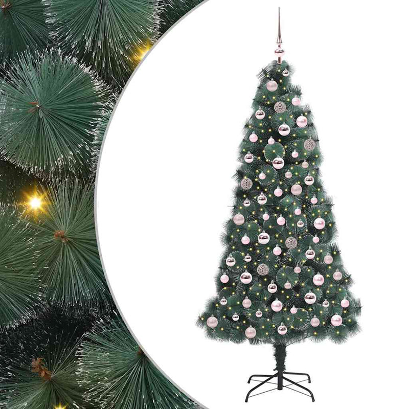 ギャラリービューアに画像をロードする, Vidaxl kunstkerstboom met verlichting en ballenset groen 180 cm pet
