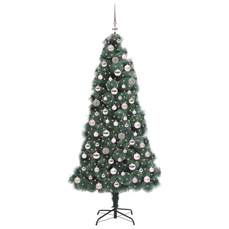 ギャラリービューアに画像をロードする, Vidaxl kunstkerstboom met verlichting en ballenset groen 180 cm pet
