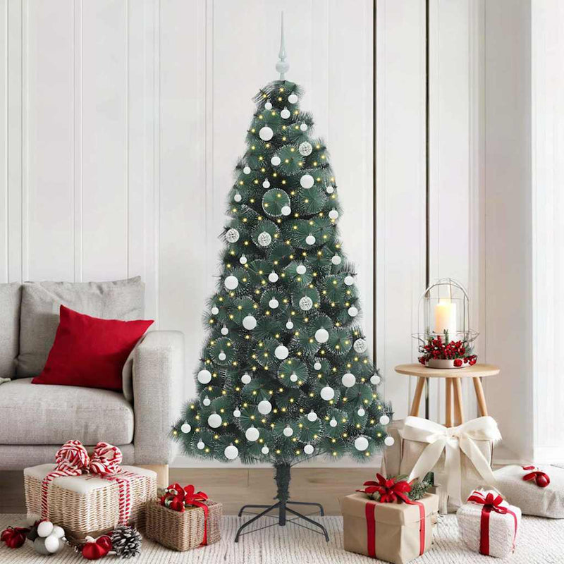 ギャラリービューアに画像をロードする, Vidaxl kunstkerstboom met verlichting en ballenset groen 180 cm pet
