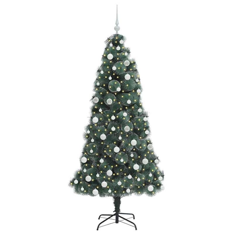ギャラリービューアに画像をロードする, Vidaxl kunstkerstboom met verlichting en ballenset groen 180 cm pet
