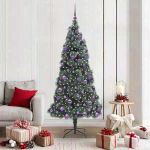Vidaxl kunstmatige voorverlichte kerstboom met ballenset groen 180 cm