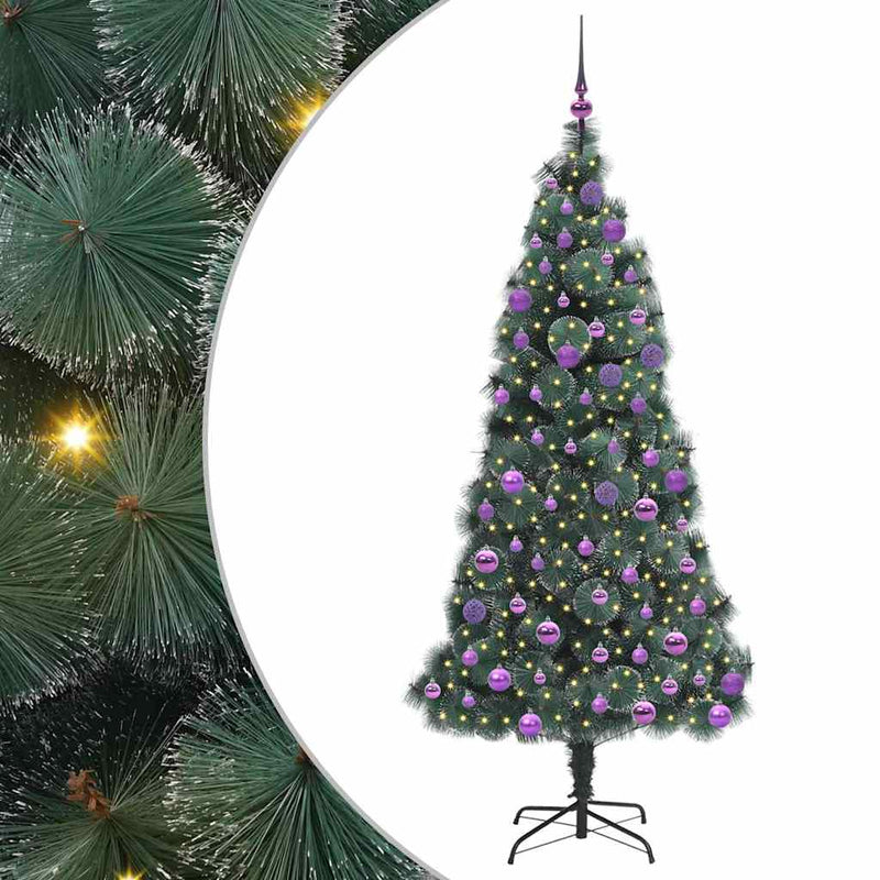 ギャラリービューアに画像をロードする, Vidaxl kunstmatige voorverlichte kerstboom met ballenset groen 180 cm

