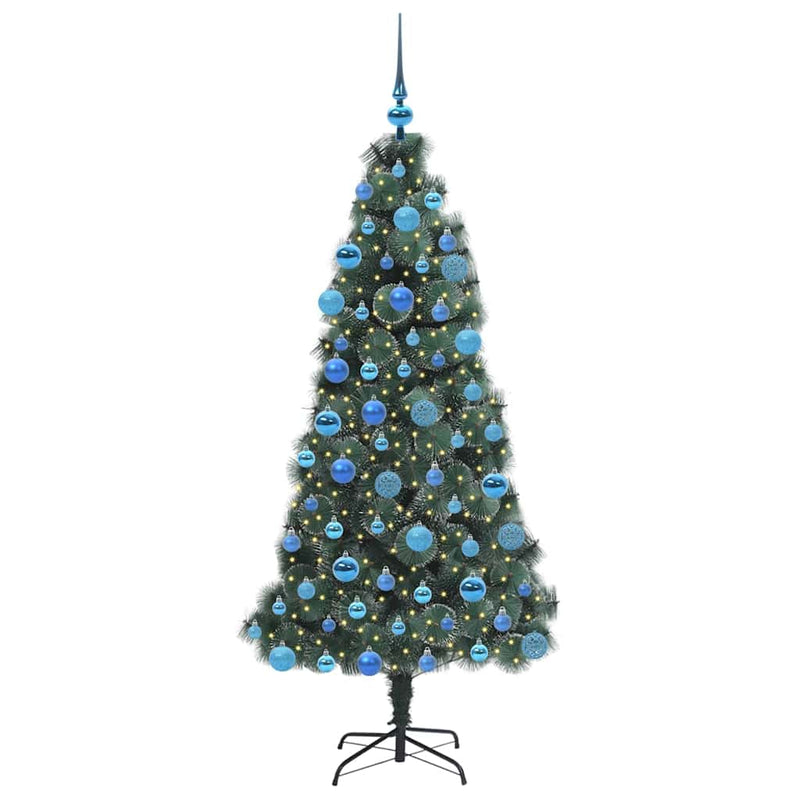 ギャラリービューアに画像をロードする, Vidaxl kunstmatige voorverlichte kerstboom met ballen set groen 180 cm
