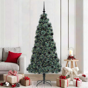 Vidaxl kunst kerstboom met verlichting en ballenset groen 210 cm pet