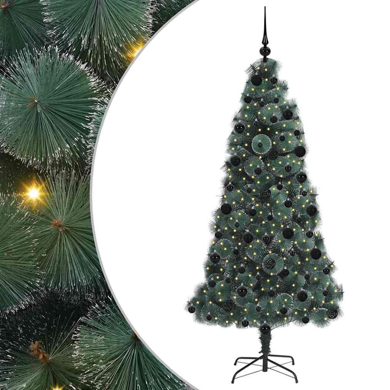 ギャラリービューアに画像をロードする, Vidaxl kunst kerstboom met verlichting en ballenset groen 210 cm pet
