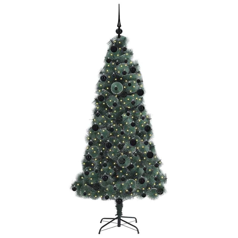 ギャラリービューアに画像をロードする, Vidaxl kunst kerstboom met verlichting en ballenset groen 210 cm pet
