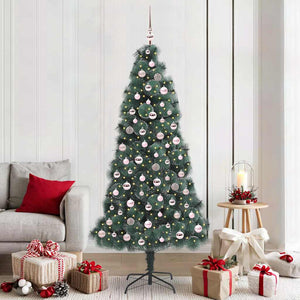Vidaxl kunstmatige voorverlichte kerstboom met ballenset groen 210 cm