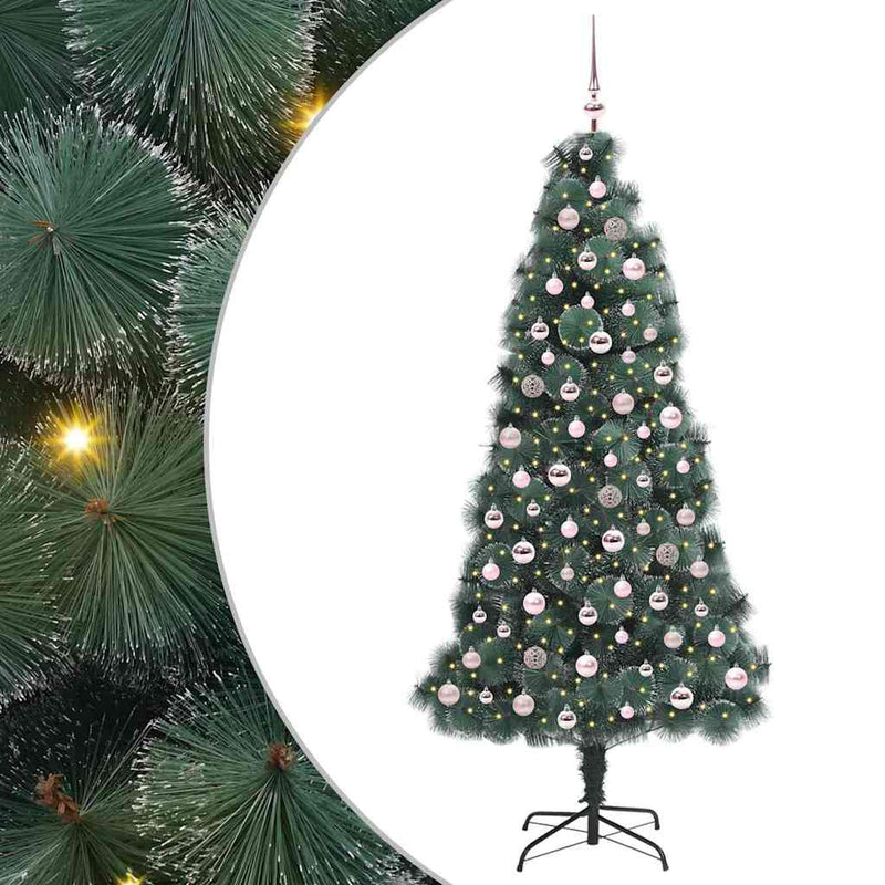 ギャラリービューアに画像をロードする, Vidaxl kunstmatige voorverlichte kerstboom met ballenset groen 210 cm

