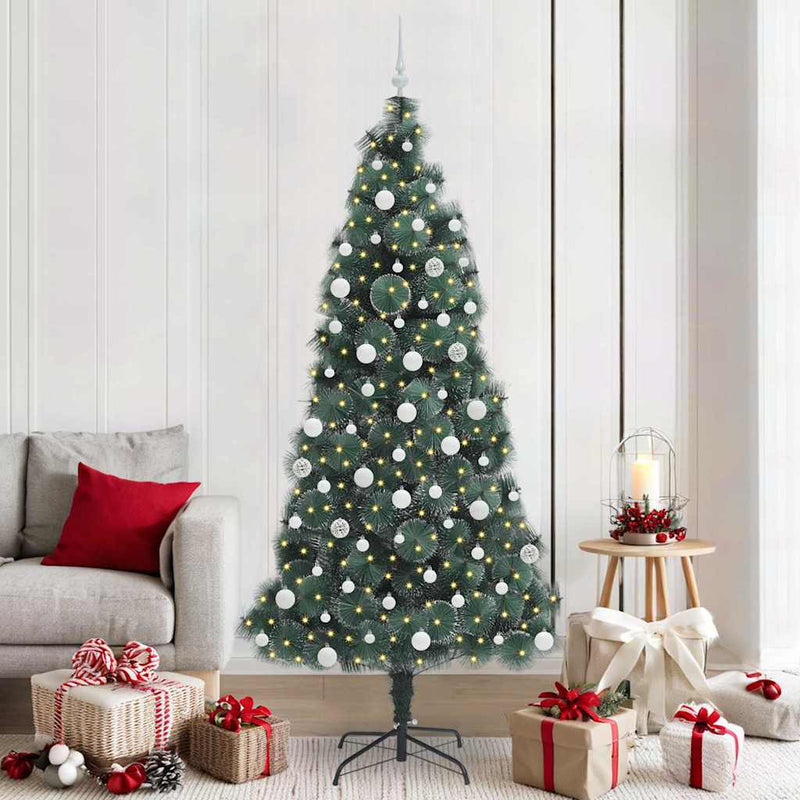 ギャラリービューアに画像をロードする, Vidaxl kunstmatige voorverlichte kerstboom met ballenset groen 210 cm
