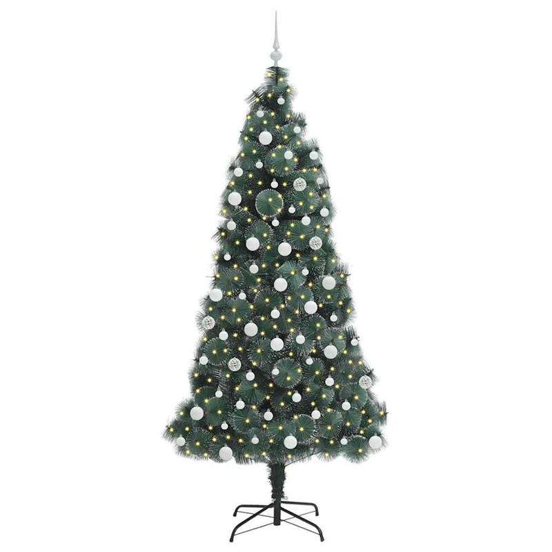 ギャラリービューアに画像をロードする, Vidaxl kunstmatige voorverlichte kerstboom met ballenset groen 210 cm
