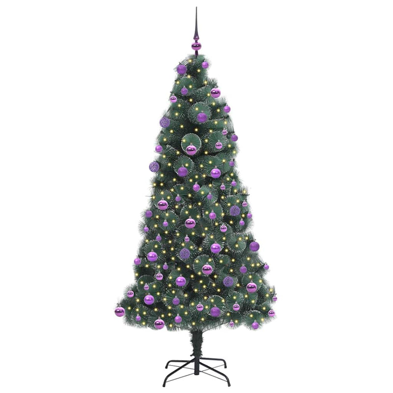 ギャラリービューアに画像をロードする, Vidaxl kunstkerstboom met verlichting en ballenset groen 210 cm pet

