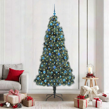 Vidaxl kunstmatige voorverlichte kerstboom met ballenset groen 210 cm