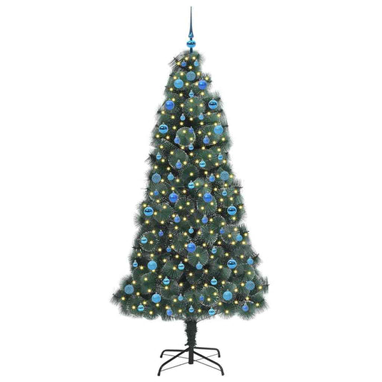 Vidaxl kunstmatige voorverlichte kerstboom met ballenset groen 210 cm