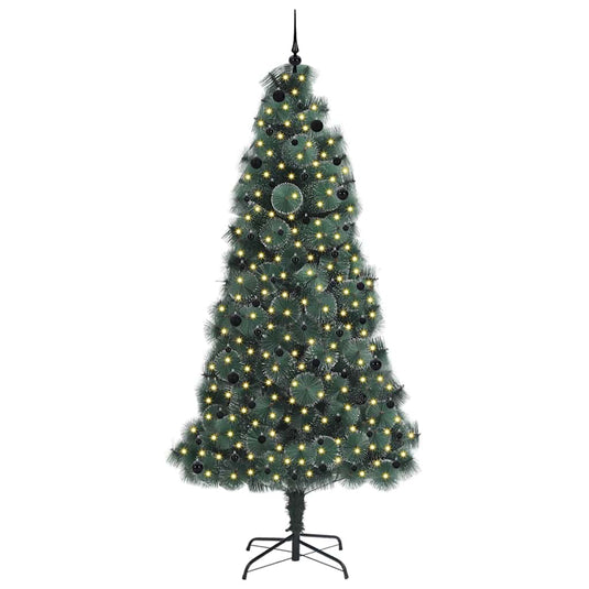 Vidaxl kunstmatige voorverlichte kerstboom met bolset groen 240 cm pet