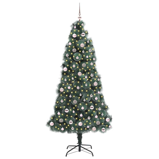 Vidaxl kunst kerstboom met verlichting en ballenset groen 240 cm pet