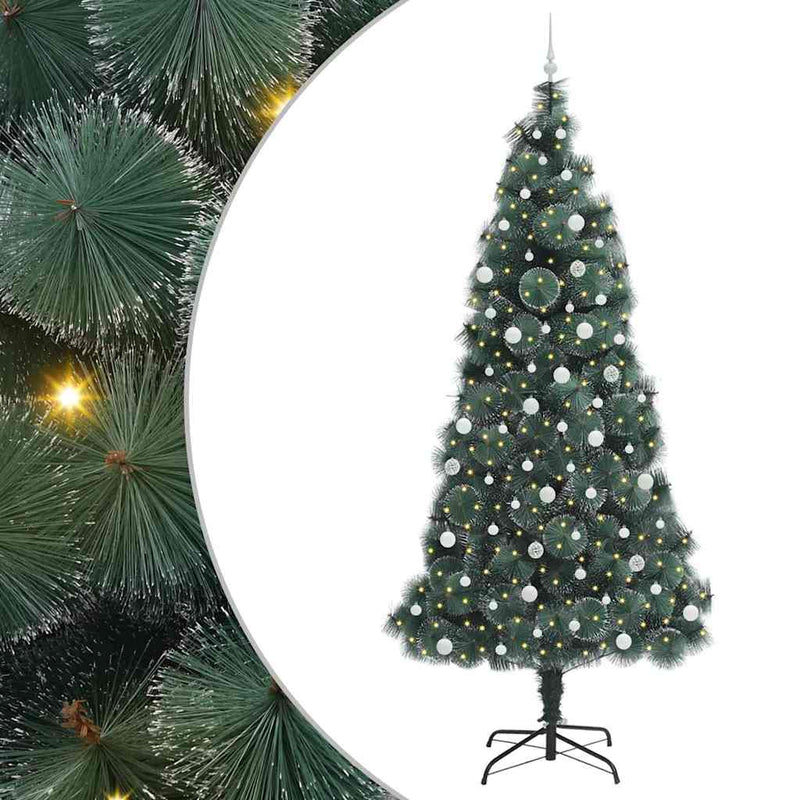 ギャラリービューアに画像をロードする, Vidaxl kunstkerstboom met voorverlichting en ballenset groen 240 cm
