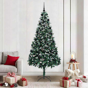 Vidaxl kunstkerstboom groen 210 cm pvc en staal en kunststof