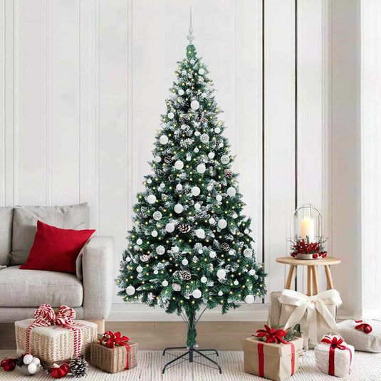 Vidaxl kunstkerstboom groen 210 cm pvc en staal en kunststof