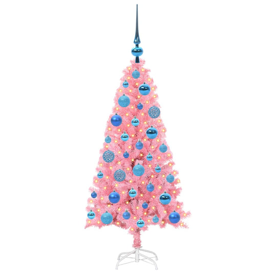 Vidaxl kerstboom met 150 led met standaard roze 120 cm pvc