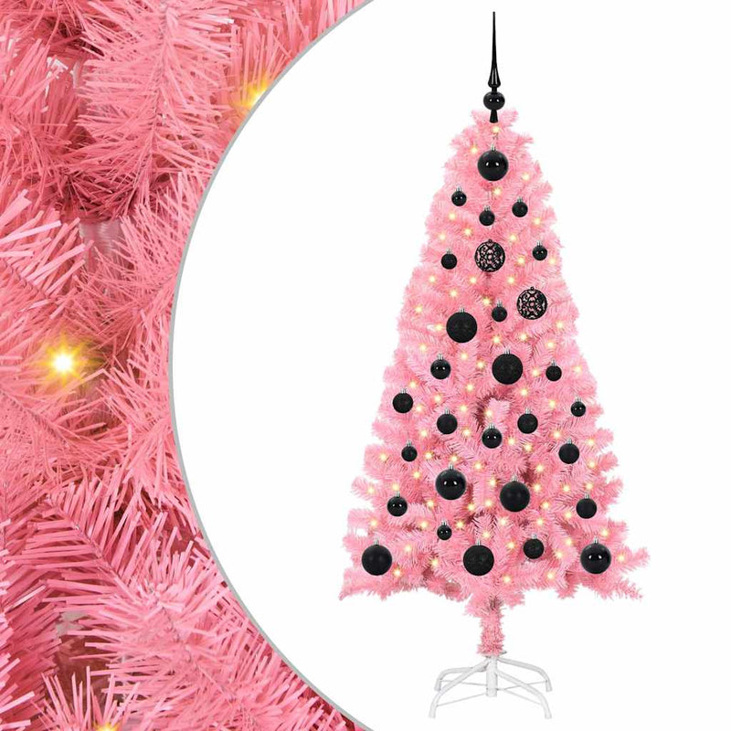 Afbeelding laden in galerijviewer, Vidaxl kerstboom met 150 led met standaard roze 150 cm pvc
