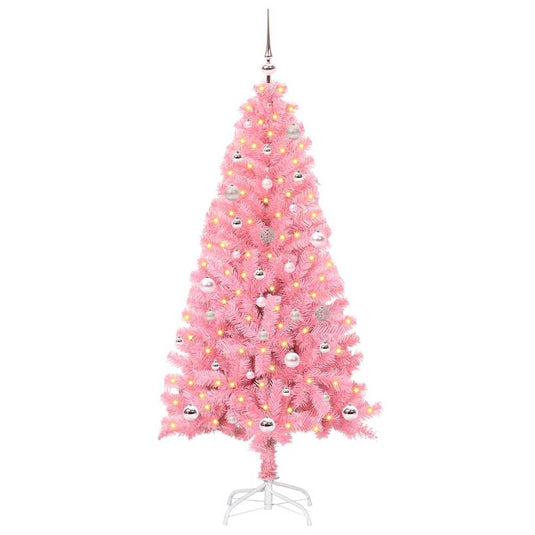 Vidaxl kerstboom met 150 led met standaard roze 150 cm pvc