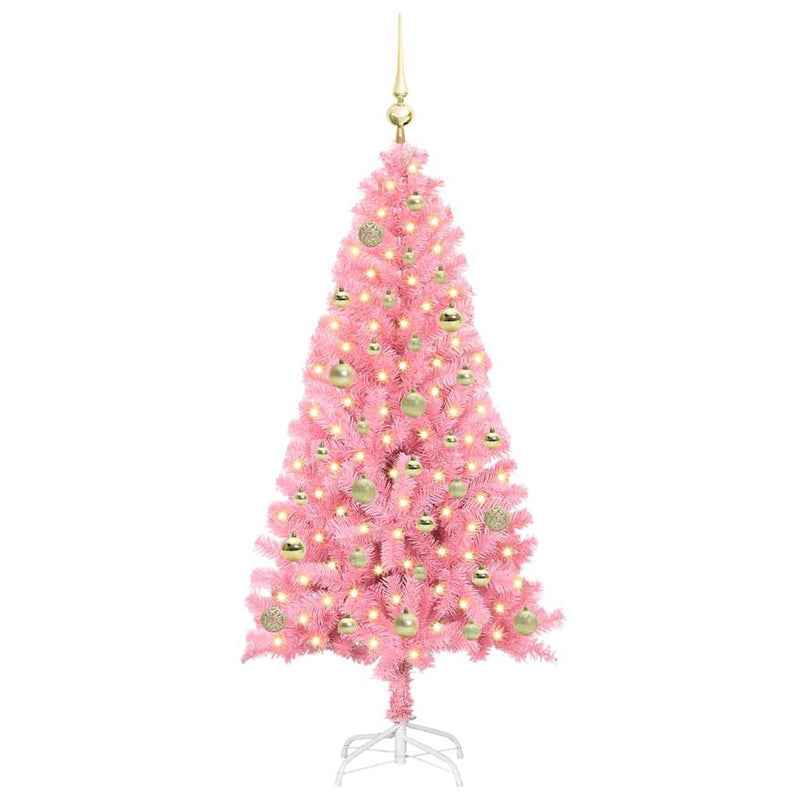 Afbeelding laden in galerijviewer, Vidaxl kerstboom met 150 led met standaard roze 150 cm pvc

