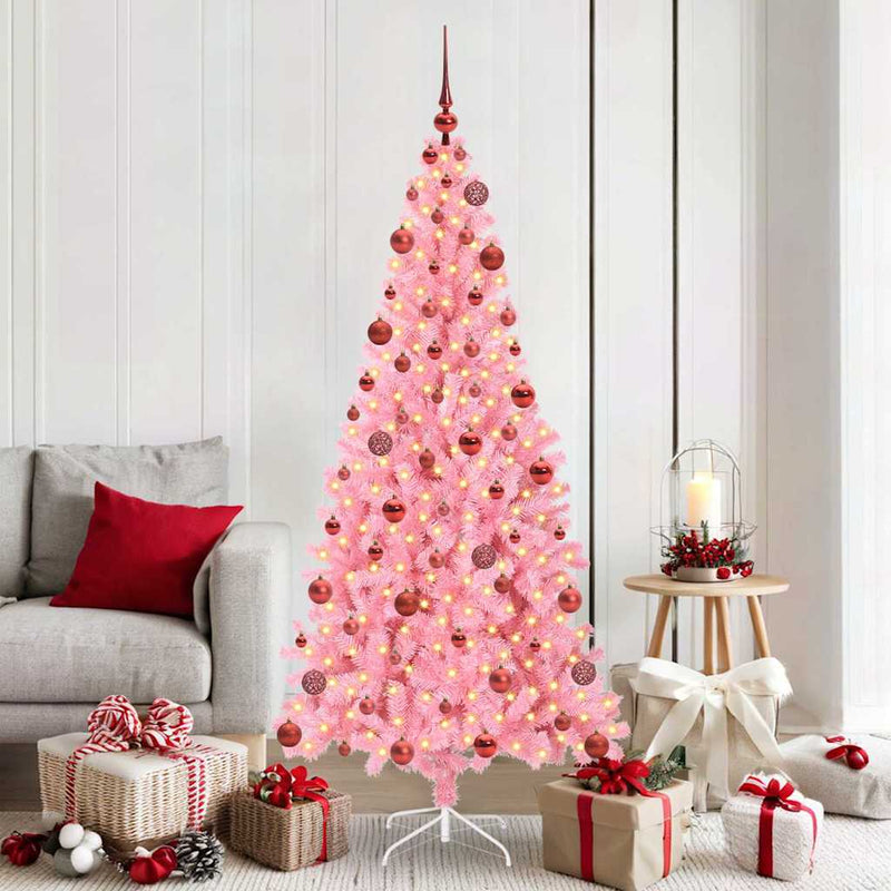 Afbeelding laden in galerijviewer, Vidaxl kerstboom met 300 led met standaard roze 180 cm pvc
