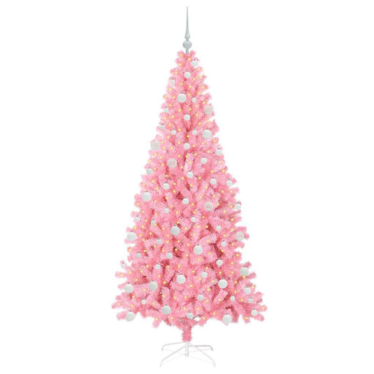 Vidaxl kerstboom met 300 led met standaard roze 180 cm pvc