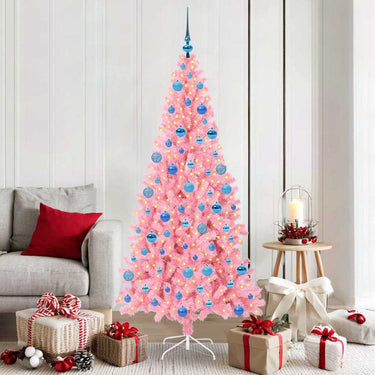 Vidaxl kerstboom met 300 led met standaard roze 180 cm pvc