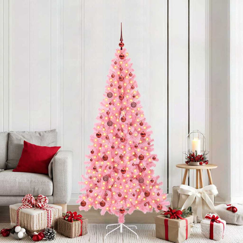 Afbeelding laden in galerijviewer, Vidaxl kerstboom met 300 led met standaard roze 210 cm pvc
