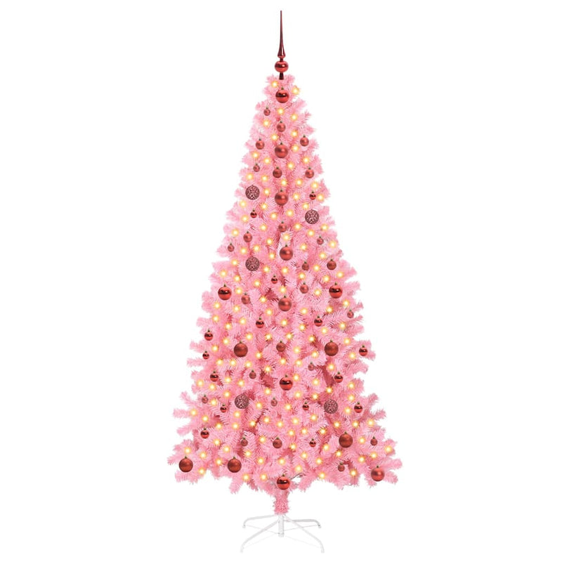 Afbeelding laden in galerijviewer, Vidaxl kerstboom met 300 led met standaard roze 210 cm pvc
